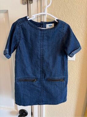 Old Navy Dark Blue Denim Shift Dress with Front Zip Pockets